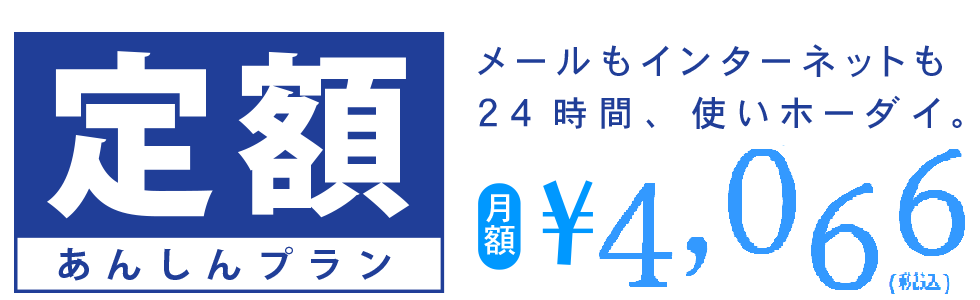 定額あんしんプラン。月額3,696円(税抜)